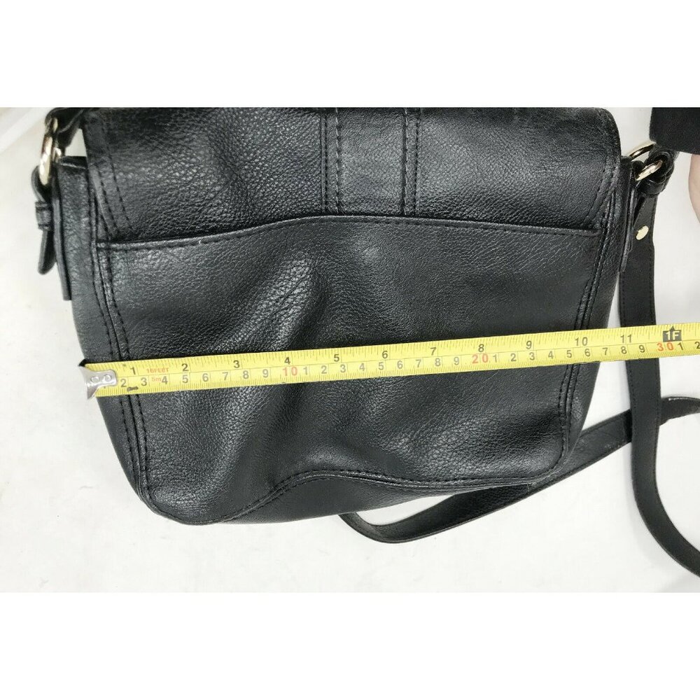 LIZ CLAIBORNE Black Faux Leather Crossbody Bag w Large Front Buckle - Picture 10 of 12